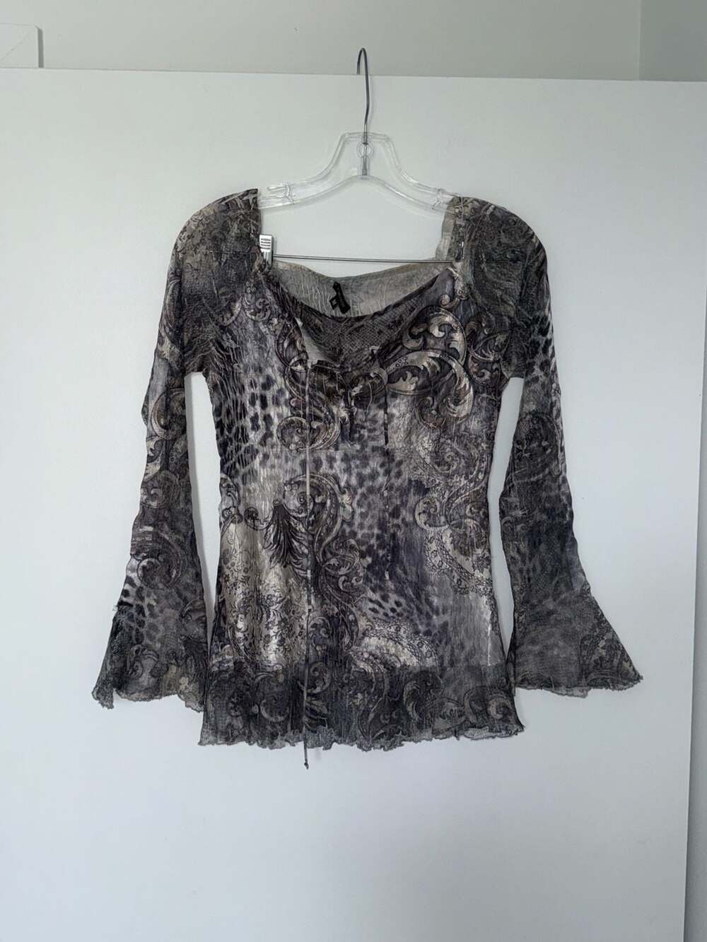 Komarov Women's Paisley Print Long Sleeve Bell Sleeve Blouse